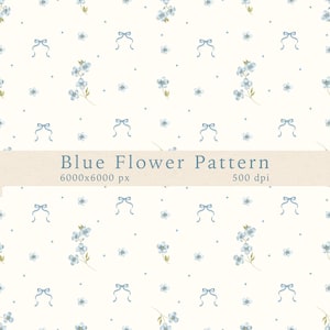 Motivo a piccoli fiori blu, motivo floreale acquerellato, tessuto a fiocco blu, stampa su tessuti, carta per album digitali, uso commerciale in formato PNG