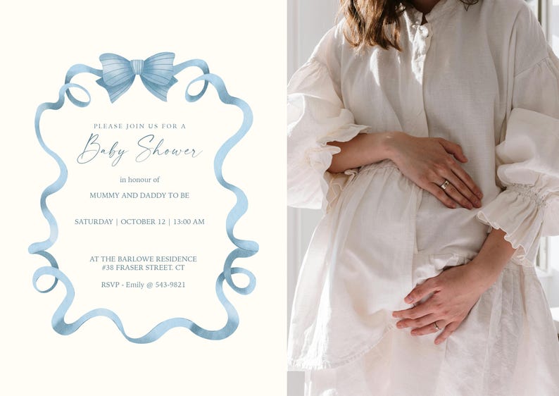 Watercolor Frame Clipart, Blue Bow & Ribbon Tiny Frames, Cute Wavy Borders, Vintage  Wedding Invitation, Nursery Print, Digital Download PNG