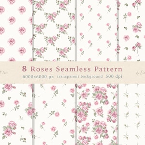 Vintage Roses Acquerello Modello Senza Cuciture Carta Digitale Tessuto Asilo Stampa Rose Rosa Tenue Sfondo Lattiginoso Tessuti Album Digitale PNG