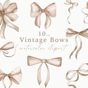 Vintage braun Aquarell Bögen Beige Bänder Clipart Bögen Sammlung Baby shower Geburtstagskarte machen Geschenke Design Png Clip Art