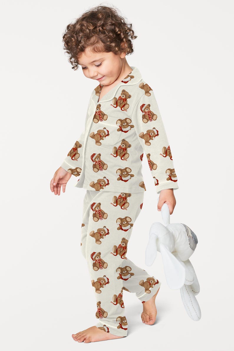 Christmas Teddy Bear Seamless Pattern: Watercolor Nursery Fabric Print (PNG Digital Download)
