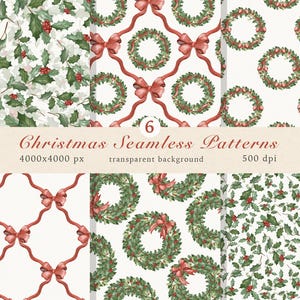 Aquarell Weihnachtsmuster, Greenery nahtlose Muster, Vintage Weihnachten, festliche Saison Urlaub Scrapbook Papier, kommerzielle Nutzung