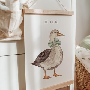 Green Bow Ducks Vintage Watercolor Clipart, Rustic Duckling Farm, Country Cottage Nursery Decor, Barnyard Animal Digital PNG, Commercial Use