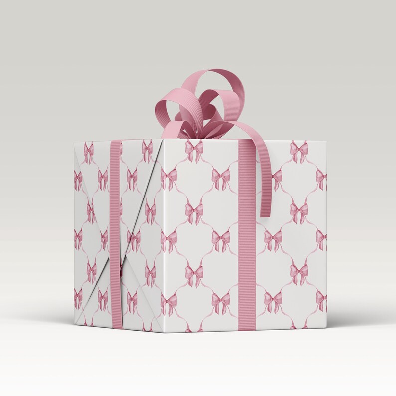 Vintage Bow Watercolor Pattern, Cute Pink Bows Print, Seamless Pattern, Coquette Pattern, Use for Printing Textiles, Digital Scrapbook Paper