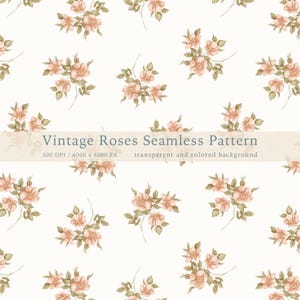 Motivo senza cuciture con rose vintage, stampa di rose acquerello, carta digitale per album di ritagli di cottage, stampa su tessuto, uso commerciale PNG