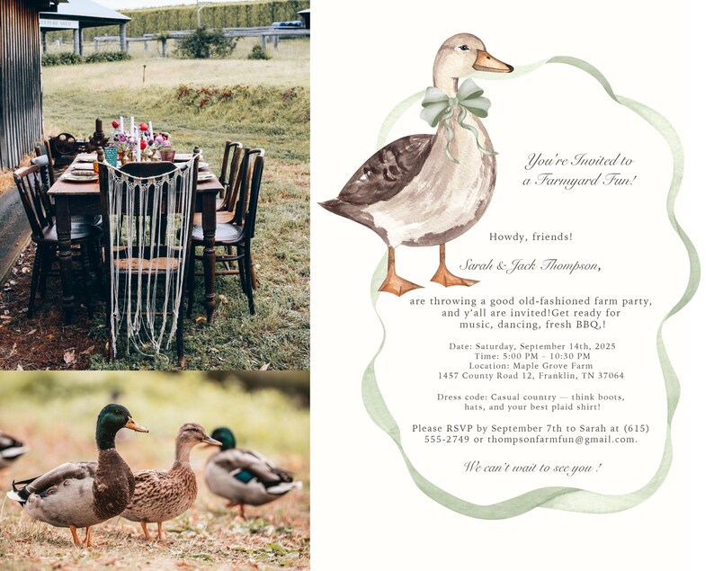 Green Bow Ducks Vintage Watercolor Clipart, Rustic Duckling Farm, Country Cottage Nursery Decor, Barnyard Animal Digital PNG, Commercial Use