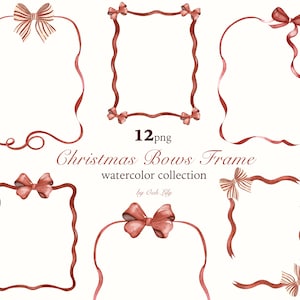 Aquarell Weihnachtsbögen Rahmen, kleine Bögen Rahmen, niedlicher roter Rahmen, Bandrahmen Clipart für Weihnachtskarte, Hochzeit, Valentinstag Clip Art PNG