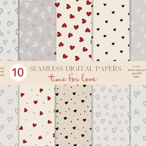 Corações de São Valentim Sem Costura Papel Digital Padrão Pequeno Amor Scrapbook Papel Coração Fundos Papel Digital Dia dos Namorados Papel Digital Te Amo