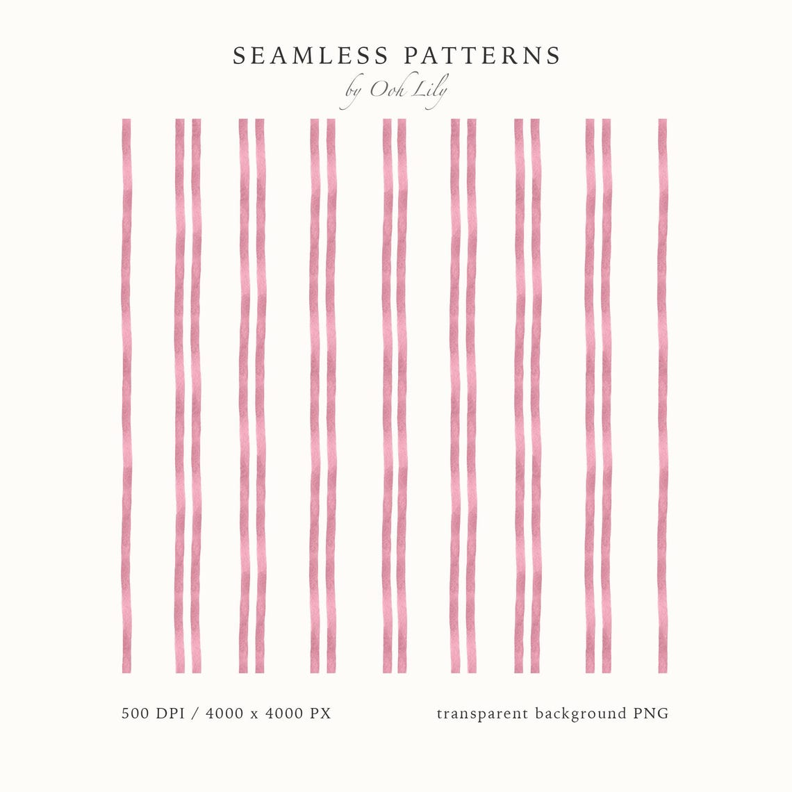 Watercolor Pink Stripe Seamless Pattern: Commercial Use (PNG Digital ...