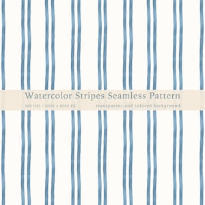 Watercolor Blue Stripes Seamless Pattern, Vintage Striped Background, Fabric Prints, Digital Wallpaper, Scrapbook Papers, Commercial Use PNG