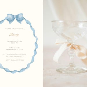 Watercolor Frame Clipart, Blue Bow & Ribbon Tiny Frames, Cute Wavy Borders, Vintage  Wedding Invitation, Nursery Print, Digital Download PNG