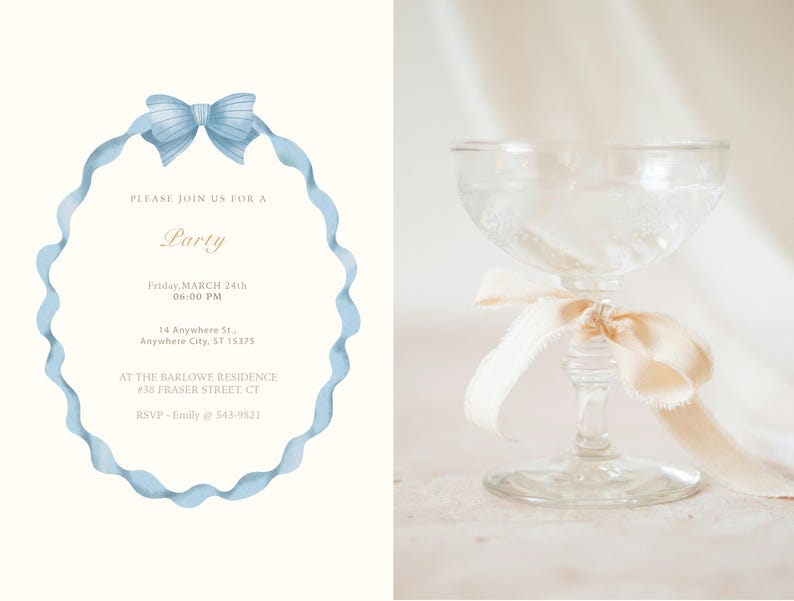 Watercolor Frame Clipart, Blue Bow & Ribbon Tiny Frames, Cute Wavy Borders, Vintage  Wedding Invitation, Nursery Print, Digital Download PNG