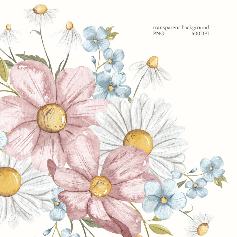 Watercolor Floral Bouquets Clipart: Spring Flower PNG (digital Download ...