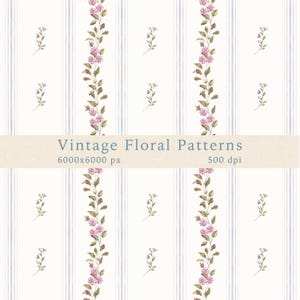 Motivo floreale vintage ad acquerello senza soluzione di continuità, tessuto Coquette, strisce floreali rosa, stampa su tela a fiori delicati, stampa su tessuti, PNG digitale