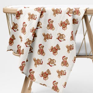 Christmas Teddy Bear Seamless Pattern: Watercolor Nursery Fabric Print (PNG Digital Download)
