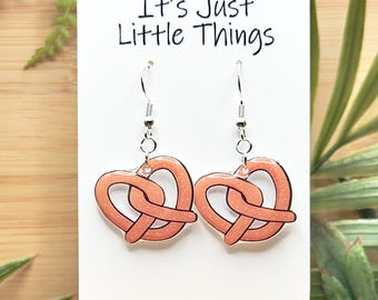Cute Pretzel Earrings, Miniature Food, Kawaii Earrings, Food Jewelry, Unique Earrings, Handmade Earrings, Cute Earrings, Food Earrings.