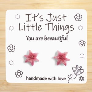 Pink Lily Earrings, Lily, Flower Earrings, Botanical, Plant Earrings, Floral Earrings, Flower Jewelry, Handmade Earrings, Gift for Her.