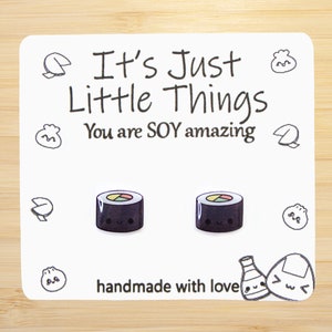 Cute Sushi Earrings, Sushi Lover Gift, Soy Sauce Earrings, Sushi Earrings, Kawaii, Cute Earrings, Food Earrings, Kawaii Earrings, Mini Food.