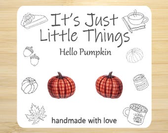 Fall Plaid Pumpkin Earrings, Pumpkin Earrings, Fall Earrings, Autumn Earrings, Halloween Earrings, Halloween Gift, Plaid Pumpkin, Coquette.