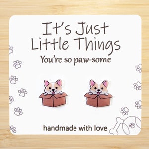 Corgi in a Box Earrings, Hypoallergenic, Dog Earrings, Corgi Earrings, Dog Mom, Animal Earrings, Corgi Mom, Funny Earrings, Cute Corgi.