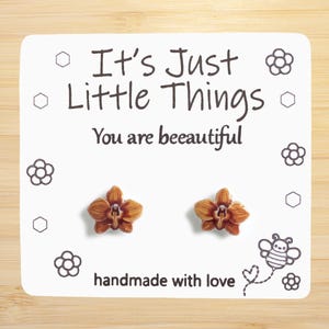 Orange Orchid Earrings, Orchid Jewelry, Orchid Earrings, Orchid, Flower Earrings, Floral Earrings, Flower Jewelry, Handmade Earrings.