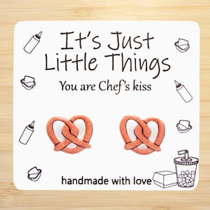 Cute Pretzel Earrings, Miniature Food, Kawaii Earrings, Food Jewelry, Unique Earrings, Handmade Earrings, Cute Earrings.
