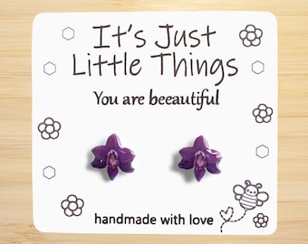 Purple Orchid Earrings, Orchid Jewelry, Orchid Earrings, Orchid, Flower Earrings, Floral Earrings, Flower Jewelry, Handmade Earrings.