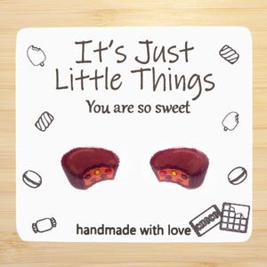 Peanut Butter Cup Earrings, Miniature Food, Kawaii Earrings, Food Jewelry, Unique Earrings, Handmade Earrings, Cute Earrings.