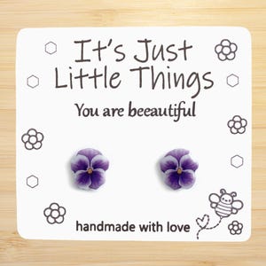 Purple Pansy Earrings, Pansy, Flower Earrings, Floral Earrings, Flower Jewelry, Handmade Earrings, Pansies, Cute Earrings, Botanical, Gift.