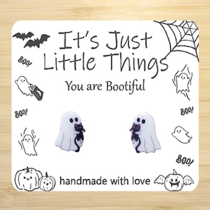 Pendientes de fantasma con gato, pendientes de gato negro, pendientes de Halloween, pendientes de fantasma, pendientes de gato, pendientes de gatito, regalo de Halloween, gato negro.