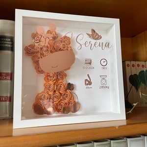 Schaduwdoos - aanpasbare 3D-geboortefoto - bloembak - geboortefoto - geboorte-idee voor kinderherinnering - geboortecadeau-idee
