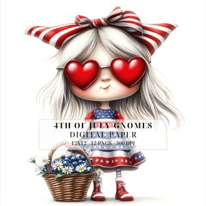 Clipart Gnome du 4 juillet | Gnomes lunatiques patriotiques des Etats-Unis PNG | Fête de l'indépendance PNG| Scrapbooking, journaux indésirables, travaux manuels, usage commercial