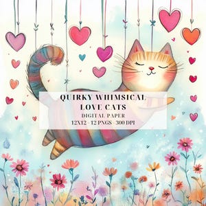 Adorable clipart chat pour la Saint-Valentin | Chats originaux et fantaisistes pour fabrication de cartes, carnets de bord, scrapbooking, travaux manuels, usage commercial