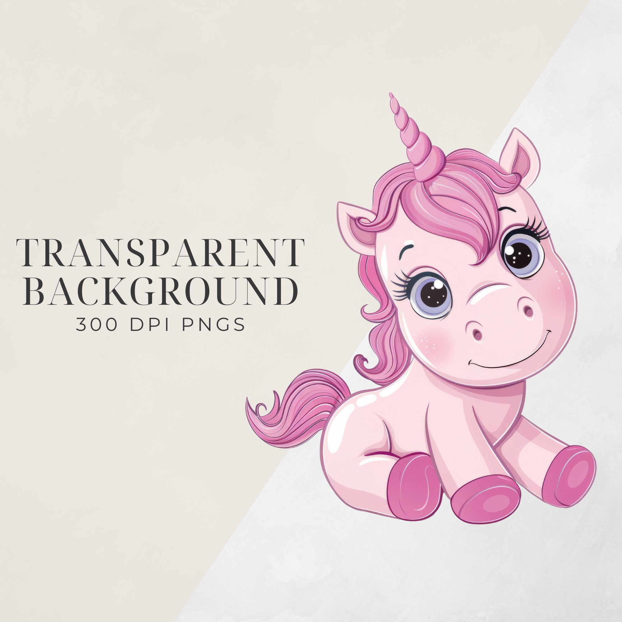 Pink Unicorn Clipart Set | Watercolor PNG Graphics, Baby Shower ...
