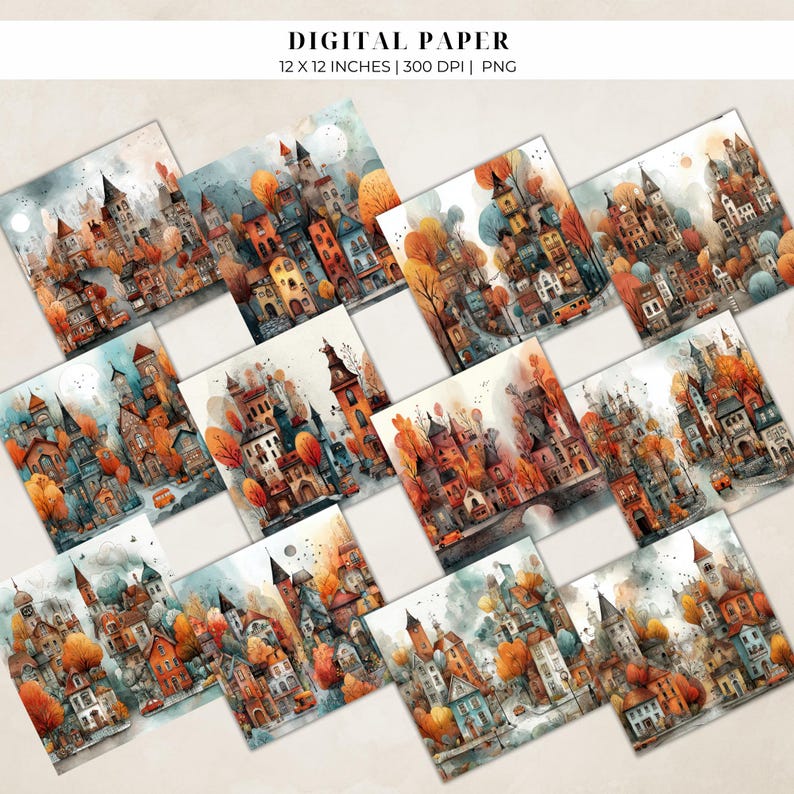 Fall Town Sign Whimsical Fall Town PNG, Autumn Village Clipart for Scrapbooking, Junk ...