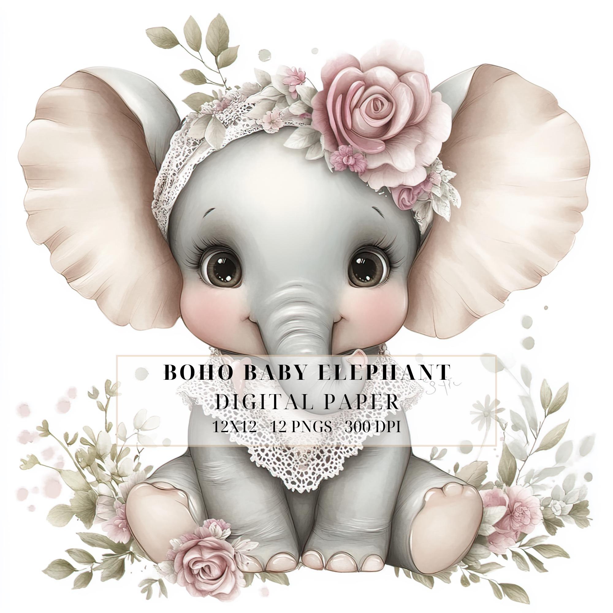 Watercolor Baby Elephant Wall Art Print | Nursery Decor PNG | Kids Room ...