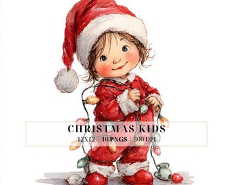 Clipart de Natal Infantil | Crianças encantadoras para cartões, scrapbooking e artesanato DIY