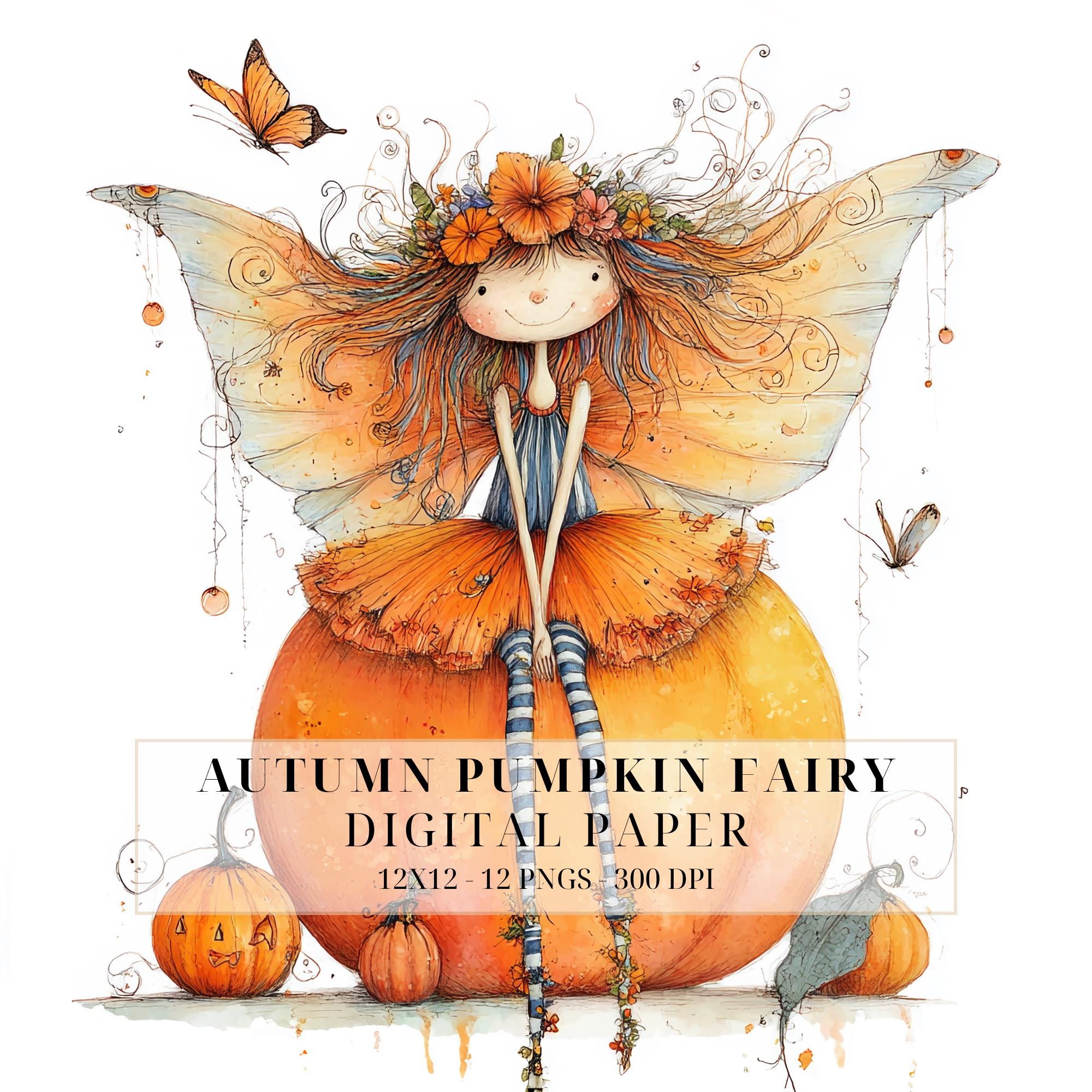 Pumpkin Fairy Clipart | Whimsical Autumn Fairies PNG for Scrapbooking ...
