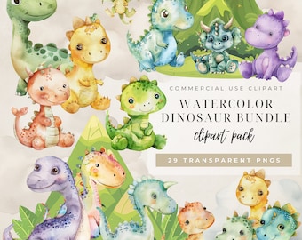 Dinosaur Clipart PNG | Watercolor Cute Baby Dino for Nursery, Kids & DIY Crafts