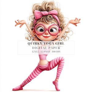 Skurril Yoga Mädchen Clipart | Schrullig Yoga Posen PNG | Kommerzielle Nutzung