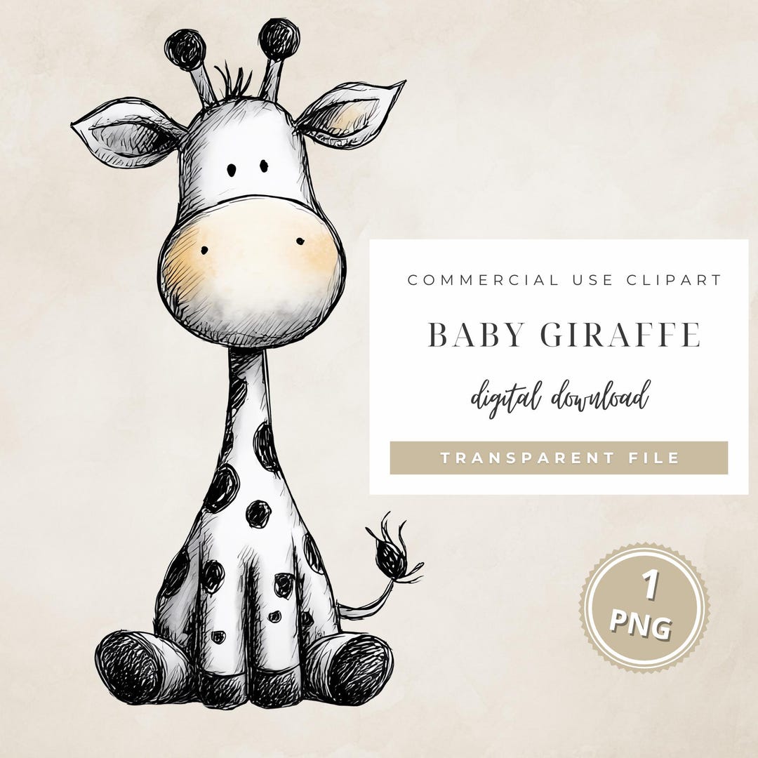 Baby Giraffe Clipart | Safari Animal PNG for Nursery Art, Baby Shower ...