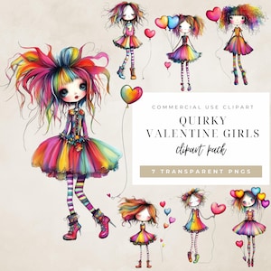 Clipart original pour filles Saint-Valentin, amour ballons PNG, clipart Saint-Valentin fantaisiste, travaux manuels, fabrication de cartes, scrapbooking, usage Commercial