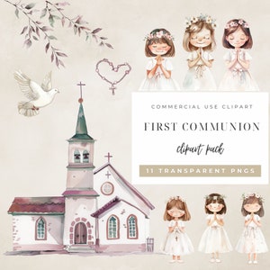 1.Kommunion, erste Kommunion Clipart, Heilige Kommunion, betendes Mädchen, christliches Clipart, religiös, Mädchen christliches Clipart, kommerzielle Nutzung