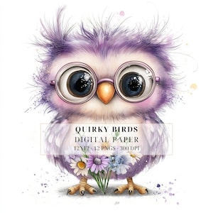 Clipart oiseau original | Aquarelle d'oiseau PNG | Oiseaux fantaisistes mignons | Scrapbooking, fabrication de cartes, journaux indésirables, invitations à une fête, utilisation commerciale
