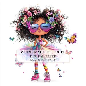 Quirky Black Girl Clipart PNG | African American Girl Art, Floral & Butterfly, Scrapbooking, Junk Journals, Card Making, Commercial Use