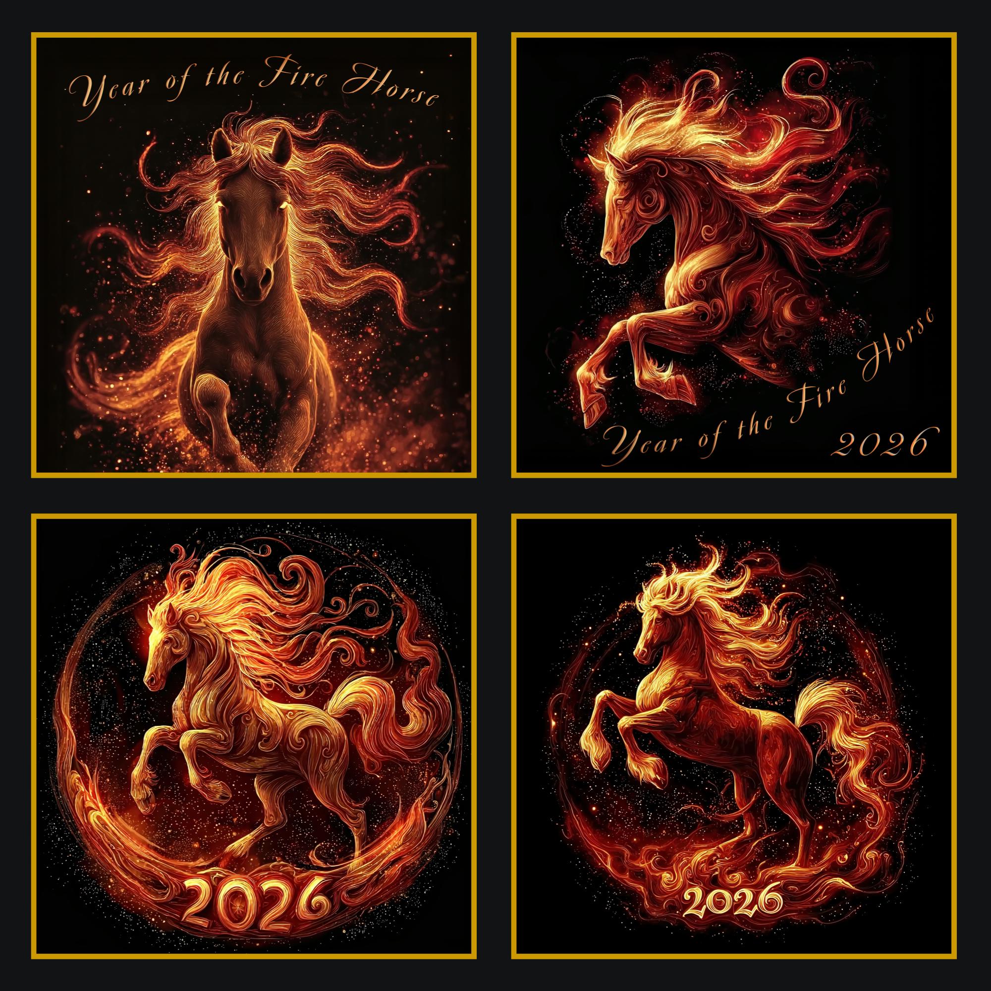 Fire Horse Clipart 2026 | Chinese New Year Zodiac PNG Digital Download ...