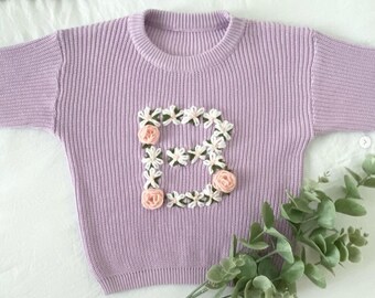 Personalized Floral Initial Sweater