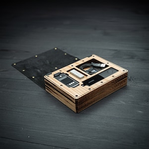 Estuche premium de cuero y madera noble para firmas de semillas // Organización de escritorio con Bitcoin