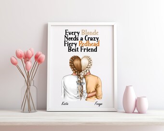 Impresión personalizada con frase "Mejor amiga" / Arte de pared con frase personalizada / Regalo para mejores amigas