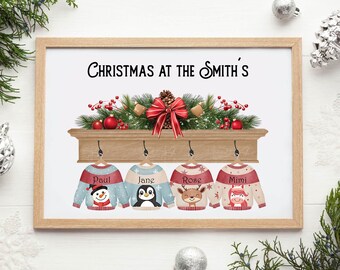 Impresión personalizada de suéter navideño / Arte mural navideño personalizado / Regalo navideño